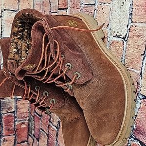 TIMBERLAND ROLLTOP BOOTS, WOMEN'S SIZE 8 RUST LEATHER